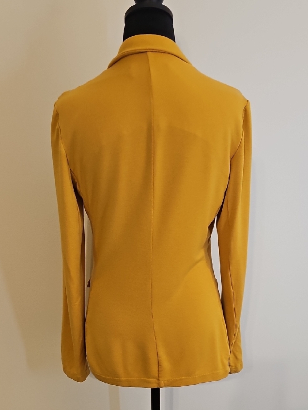 Magaschoni Mustard Yellow Single-Button Women's Jersey Blazer Size Small - Picture 3 of 11